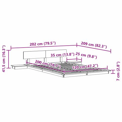 Krevetna platforma s noćnim ormarićima Vosak smeđa 120x200cm Čvrsto drvo Cijena