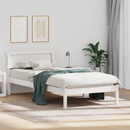 okvir kreveta s LED uzglavljem u bijeloj boji, 90 x 200 cm, čvrsti bor Cijena