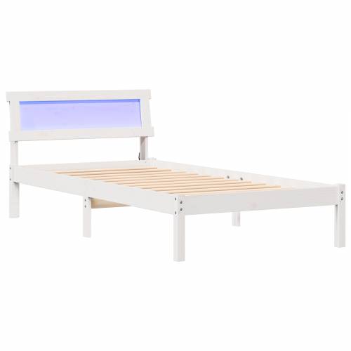 okvir kreveta s LED uzglavljem u bijeloj boji, 90 x 200 cm, čvrsti bor Cijena