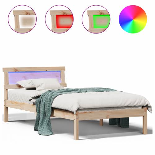 okvir za krevet s uzglavljem i LED-om 80x200 cm od masivnog borovog drveta Cijena