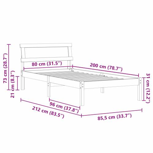 okvir za krevet s uzglavljem i LED-om 80x200 cm od masivnog borovog drveta Cijena