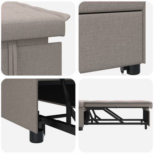 Sofa na razvlačenje 3-u-1 u taupe tkanini Cijena
