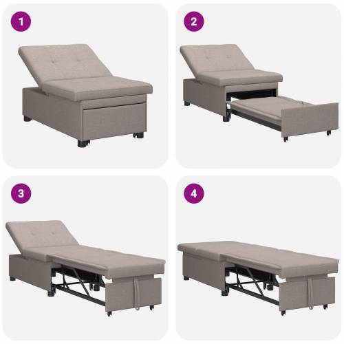 Sofa na razvlačenje 3-u-1 u taupe tkanini Cijena