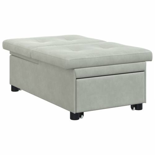 Sofa Krevet 3-u-1 Izvlačenje Svjetlosiva Baršun Cijena