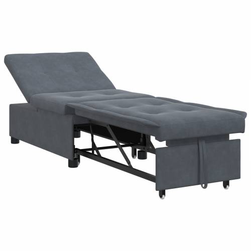 Sofa Krevet 3-u-1 Izvlačni Dizajn Tamno Sivi Baršun Cijena