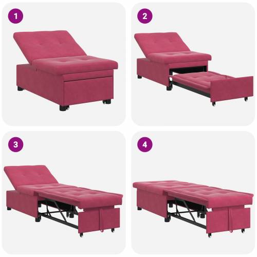 Sofa Krevet 3-u-1 Izvlačni Dizajn Bordo Baršun Cijena