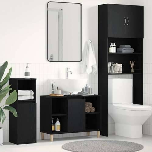 Ormarić za Lavabo - Umivaonik crni hrast 80x33x60 cm inženjerski drvo - Crni hrast 1 Cijena