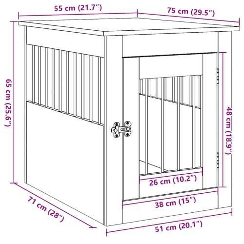 Namještaj za pseću kabinu crni hrast 75x55x65 cm inženjerski drvo - Crni hrast 75 x 55 x 65 cm Cijena
