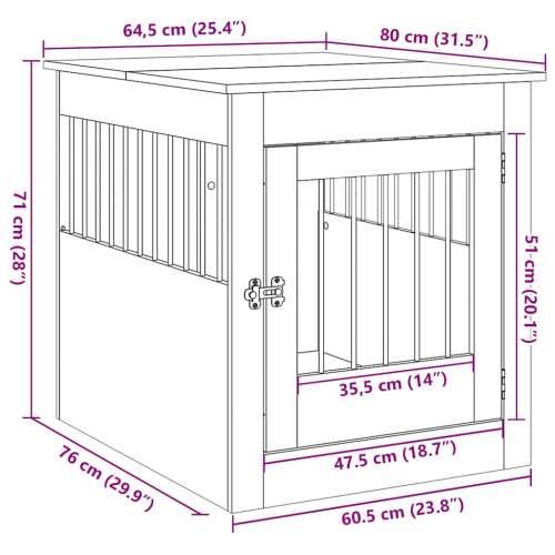 Namještaj za pseću kabinu crni hrast 80x64,5x71 cm inženjerski drvo - Crni hrast 80 x 64,5 x 71 cm Cijena