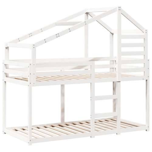 Krevet na kat s krovom bijeli 75x190 cm puno drvo bor - Bijela 75 x 190 cm Cijena