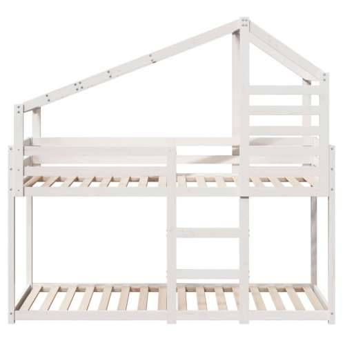 Krevet na kat s krovom bijeli 75x190 cm puno drvo bor - Bijela 75 x 190 cm Cijena