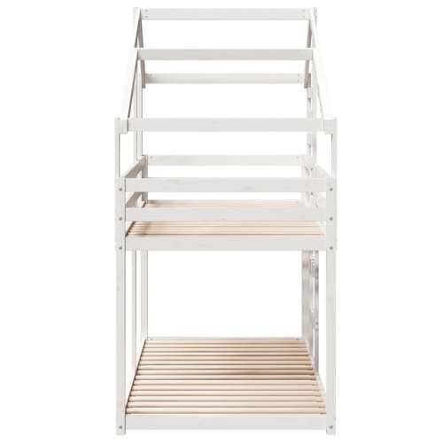 Krevet na kat s krovom bijeli 75x190 cm puno drvo bor - Bijela 75 x 190 cm Cijena
