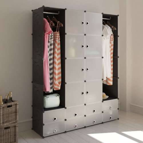 240501 Modular Cabinet with 18 Compartments Black and White 37 x 146 x 180,5 cm Cijena