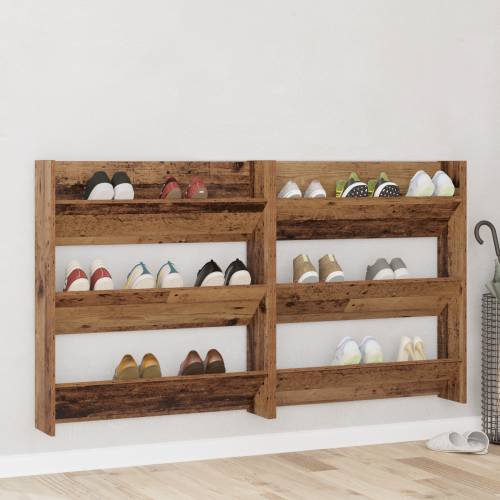 Ormarići za cipele na zidu 2 pcs Staro drvo 60 x 18 x 60 cm Cijena