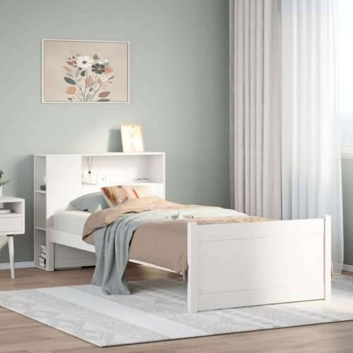Krevet s regalom za knjige bez madraca bijeli 75x190cm borovina - Bijela 75 x 190 cm Cijena