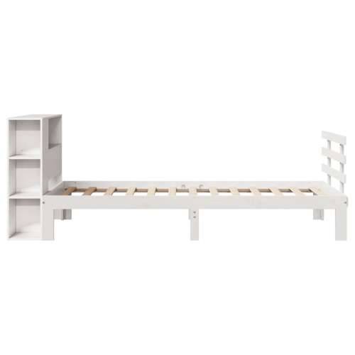 Krevet s regalom za knjige bez madraca bijeli 90x190cm borovina - Bijela 90 x 190 cm Cijena