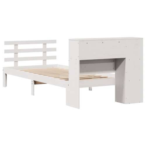 Krevet s regalom za knjige bez madraca bijeli 90x190cm borovina - Bijela 90 x 190 cm Cijena