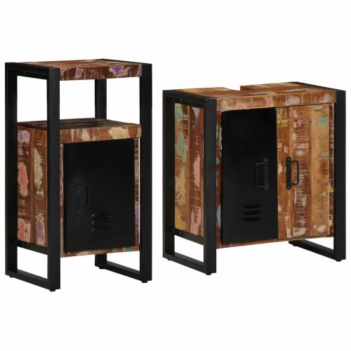 Set namještaja za kupaonicu 2 pcs Smeđa masivno obnovljeno drvo Cijena