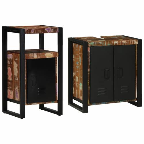 Set namještaja za kupaonicu 2 pcs Smeđa masivno obnovljeno drvo Cijena