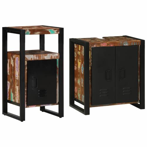Set namještaja za kupaonicu 2 pcs Smeđa masivno obnovljeno drvo Cijena