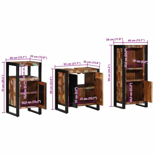 Set namještaja za kupaonicu 3 pcs Čvrsto reciklirano drvo Cijena