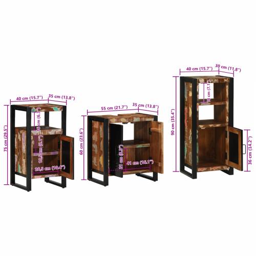 Set namještaja za kupaonicu 3 pcs Čvrsto reciklirano drvo Cijena