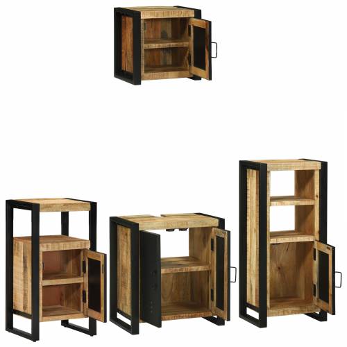 Set namještaja za kupaonicu 4 pcs Smeđa Čvrsto drvo manga Cijena