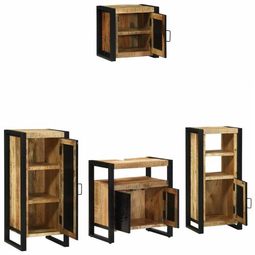 Set namještaja za kupaonicu 4 pcs Smeđa Čvrsto drvo manga Cijena