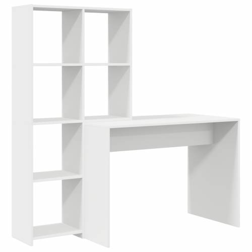 Stol s policom s pohranom Bijela 138.5 x 55 x 143 cm Konstruirano drvo Cijena