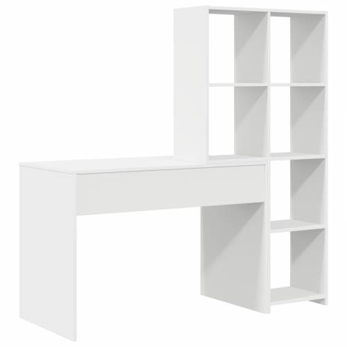 Stol s policom s pohranom Bijela 138.5 x 55 x 143 cm Konstruirano drvo Cijena