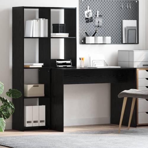 Stol s policom Crni hrast 138.5 x 55 x 143 cm Konstruirano drvo Cijena