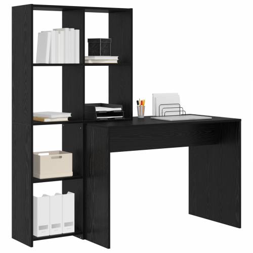 Stol s policom Crni hrast 138.5 x 55 x 143 cm Konstruirano drvo Cijena