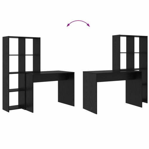 Stol s policom Crni hrast 138.5 x 55 x 143 cm Konstruirano drvo Cijena