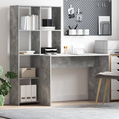 Stol s policom Beton siva 138.5 x 55 x 143 cm Konstruirano drvo Cijena