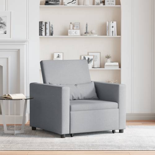 3-u-1 Single Sofa Bed Convertible Svjetlosiva tkanina Cijena
