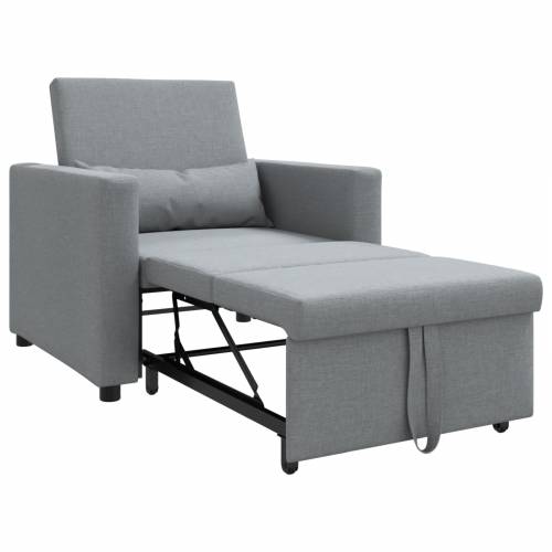 3-u-1 Single Sofa Bed Convertible Svjetlosiva tkanina Cijena