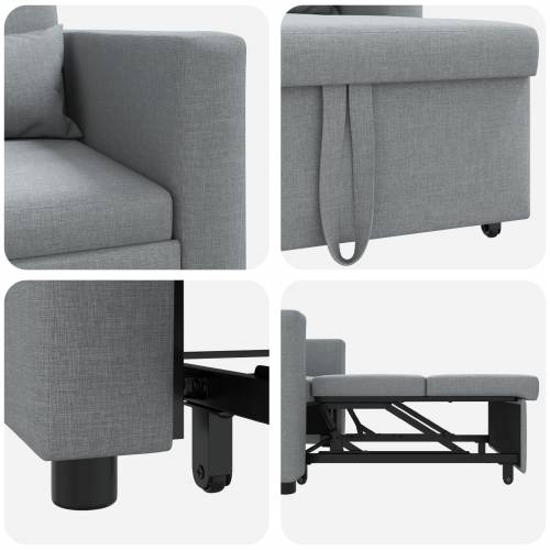 3-u-1 Single Sofa Bed Convertible Svjetlosiva tkanina Cijena