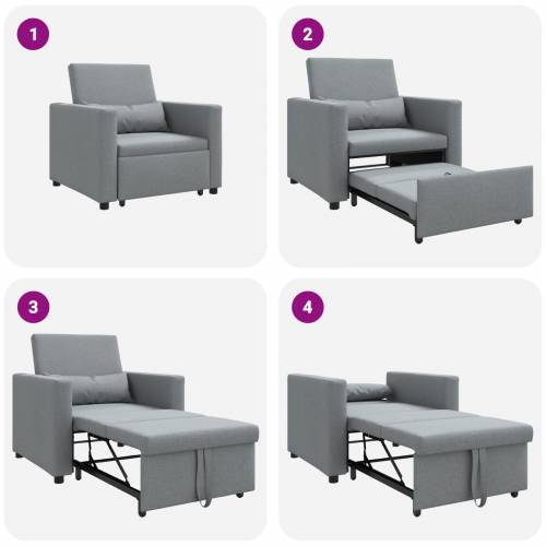 3-u-1 Single Sofa Bed Convertible Svjetlosiva tkanina Cijena