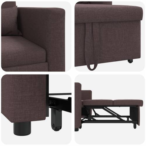 3-u-1 Sofa na razvlačenje tamnosmeđa tkanina Cijena