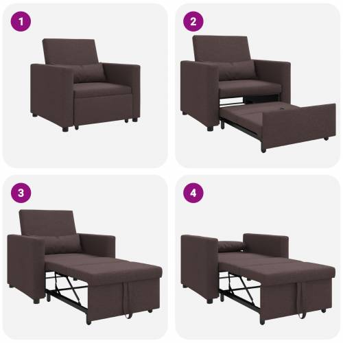 3-u-1 Sofa na razvlačenje tamnosmeđa tkanina Cijena