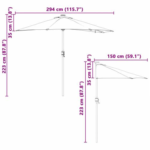 Vrtni suncobran Zelena 294 x 150 x 223 cm tkanina Cijena