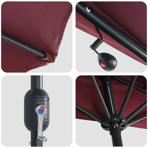 Vrtni suncobran Bordo crvena 294 x 150 x 223 cm tkanina Cijena