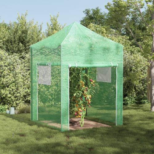 Staklenik s krovom Zelena 200 x 200 x 300 cm Čelik Cijena