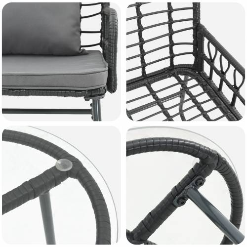 Vrtni set za objed 3 pcs Crna, Antracit 35 x 35 x 45 cm Cijena