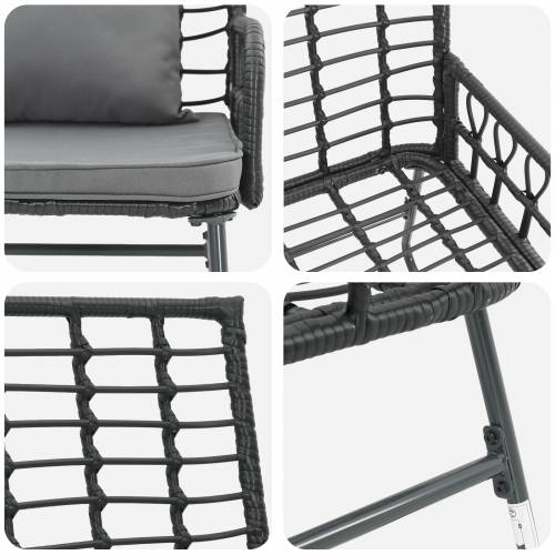 Vrtni set za objed 3 pcs Crna, Antracit 113 x 69 x 83 cm Cijena