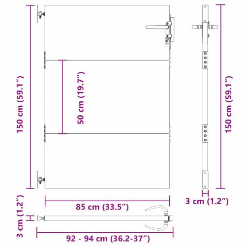 Dvorišna vrata - Vrtna vrata Crna 105 x 150 cm Čelik s praškastim premazom Cijena