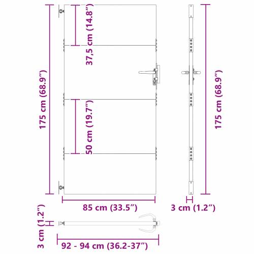 Dvorišna vrata - Vrtna vrata Crna 105 x 175 cm Čelik s praškastim premazom Cijena