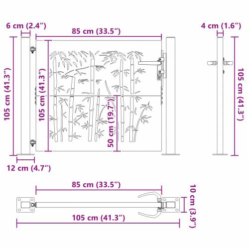Dvorišna vrata - Vrtna vrata Crna 105 x 100 cm Čelik s praškastim premazom Cijena