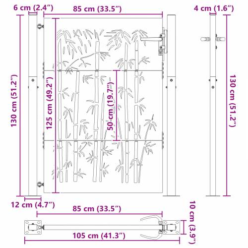 Dvorišna vrata - Vrtna vrata Crna 105 x 125 cm Čelik s praškastim premazom Cijena