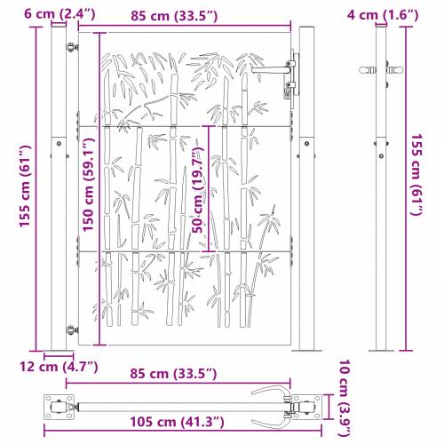 Dvorišna vrata - Vrtna vrata Crna 105 x 150 cm Čelik s praškastim premazom Cijena